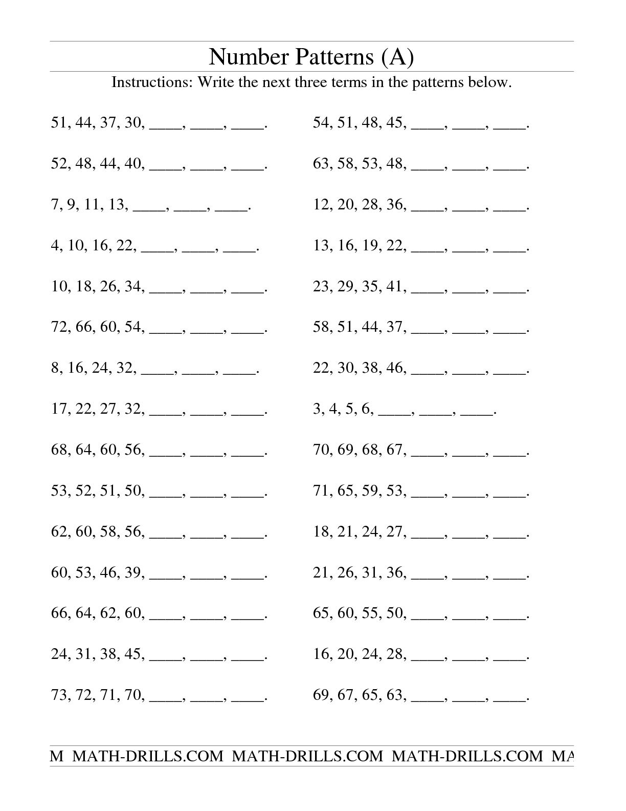 Growing Number Patterns Worksheets Image