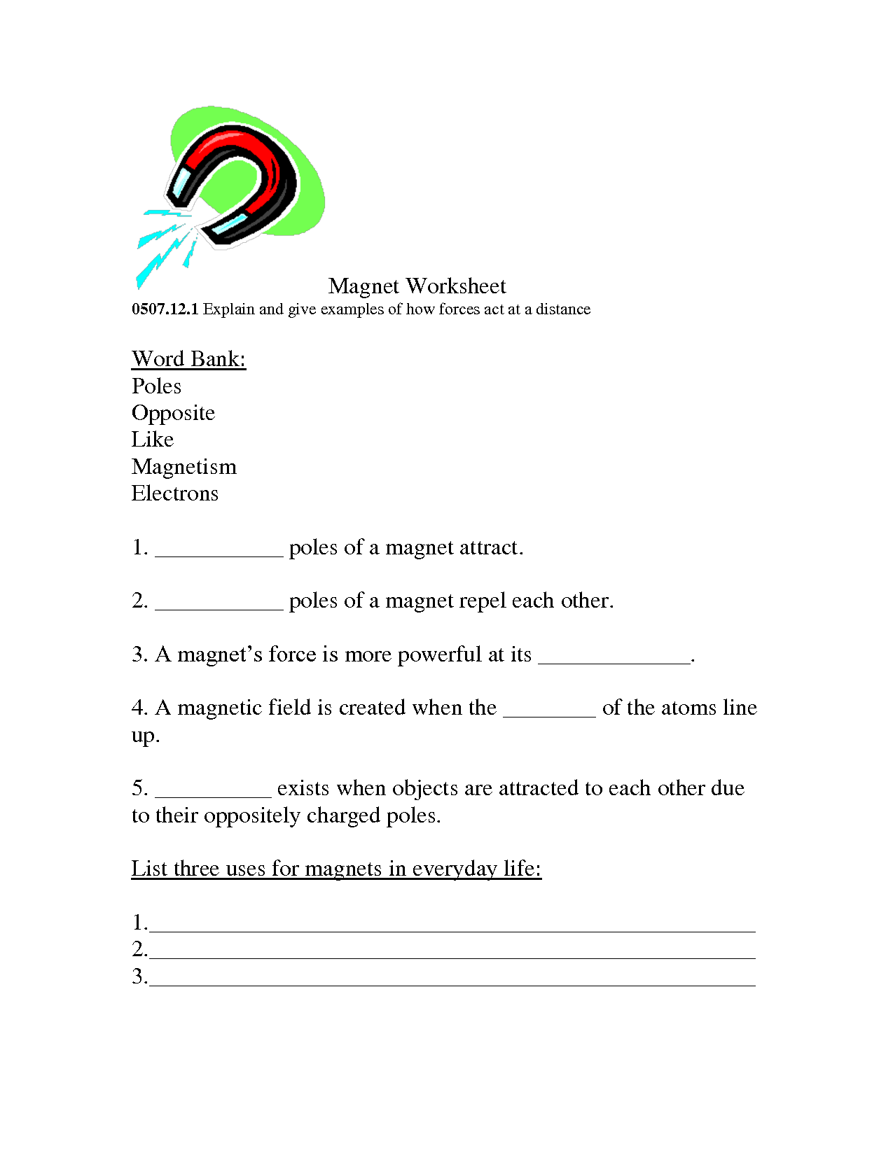 Magnets Worksheets 2nd Grade