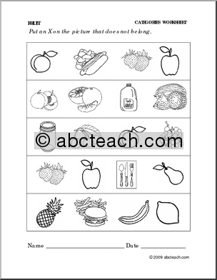 Preschool Food Group Worksheets Image
