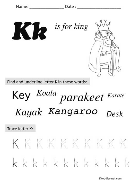 Preschool Letter K Worksheets Image