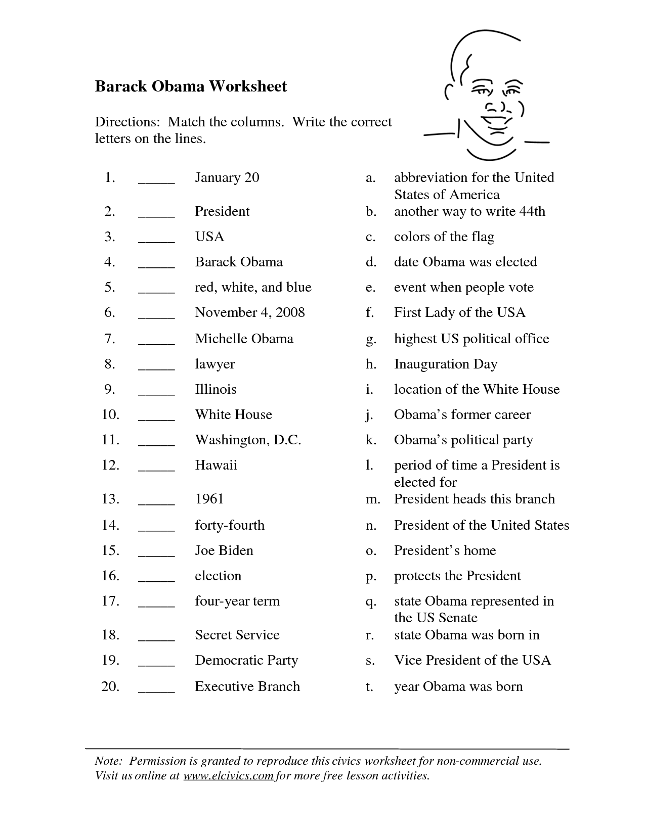 President Obama Printable Worksheets Image