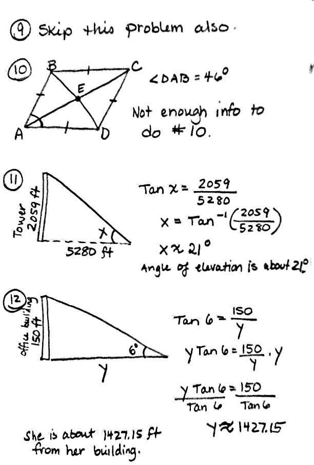 problem solving with right triangles worksheet