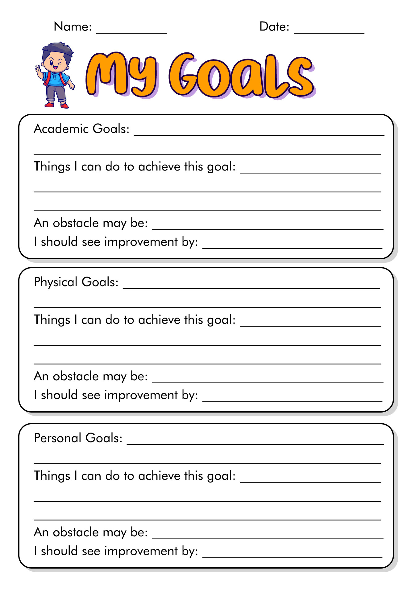 School Goals Worksheet