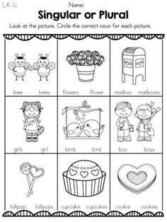 Singular and Plural Nouns Kindergarten Worksheets Image