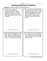 Subtraction Word Problems Worksheets Image