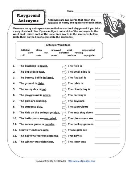 Synonyms and Antonyms Worksheets 5th Grade