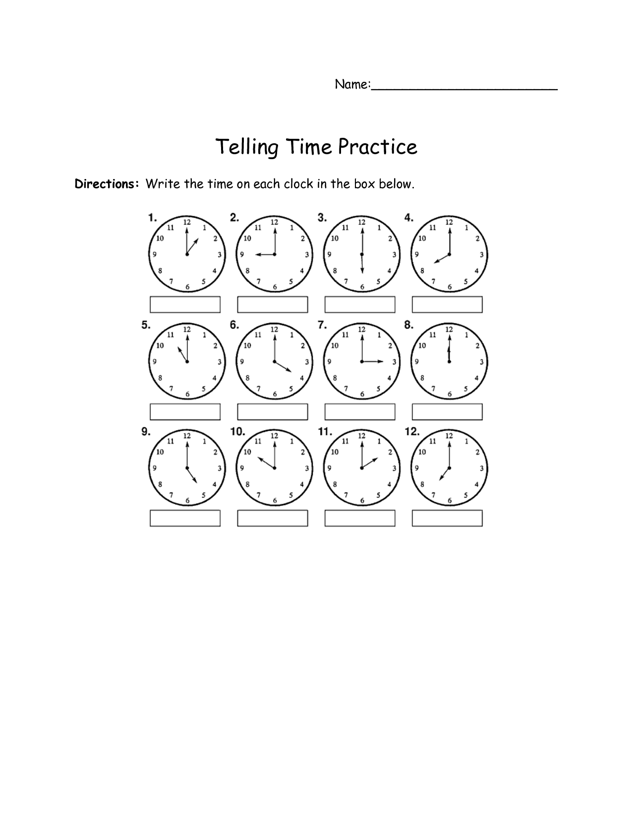 Telling Time Worksheets 3rd Grade