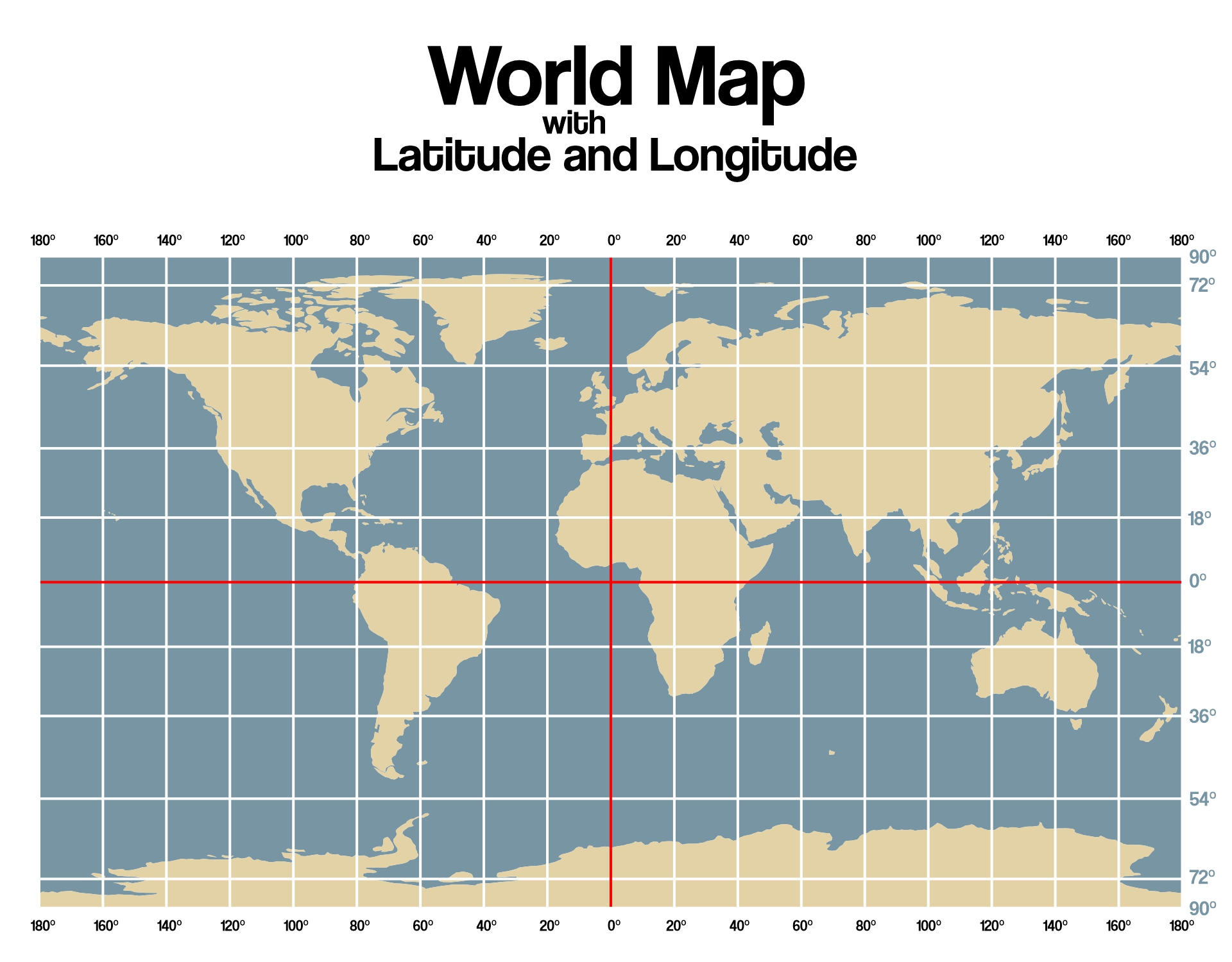 World Map with Latitude and Longitude Lines Image