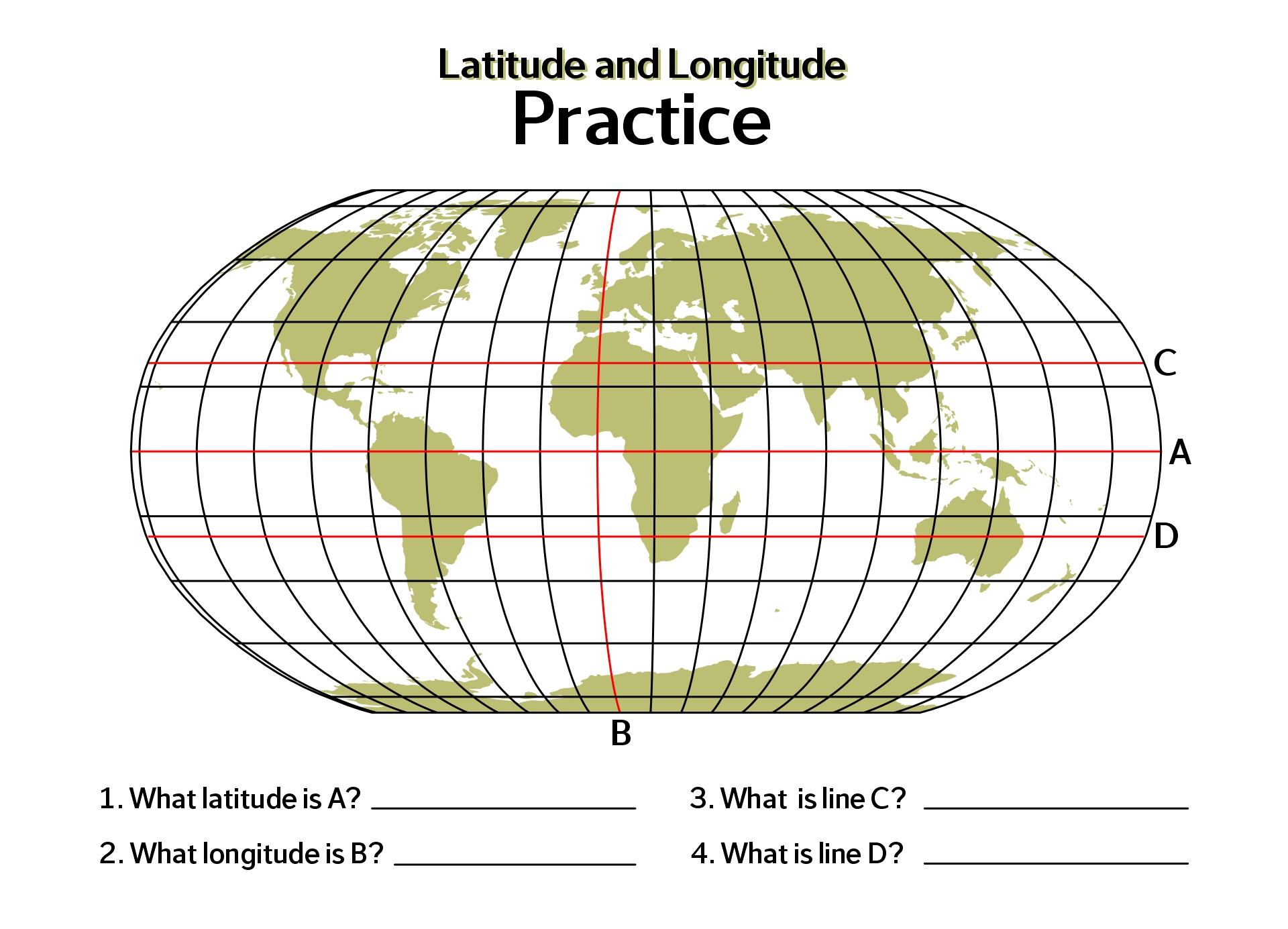 World Map with Latitude Longitude