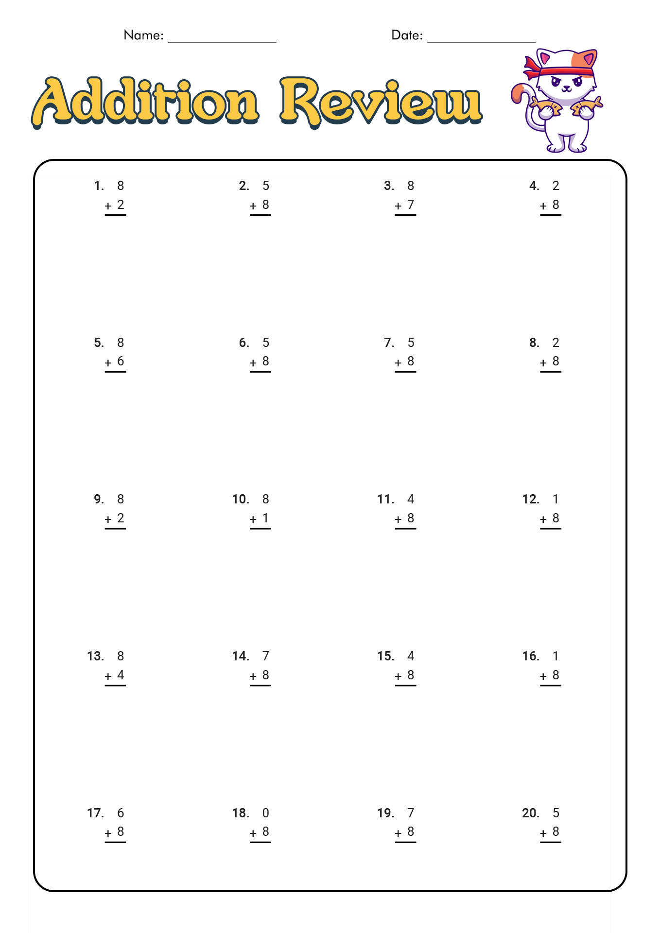 1st Grade Math Practice Worksheets