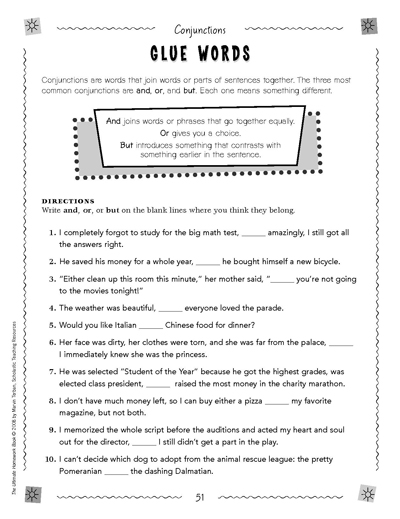 5th Grade Conjunctions Worksheet Image