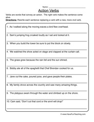 Action Verbs Worksheets 5th Grade Image