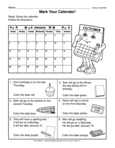 Calendar Skills Worksheets Image