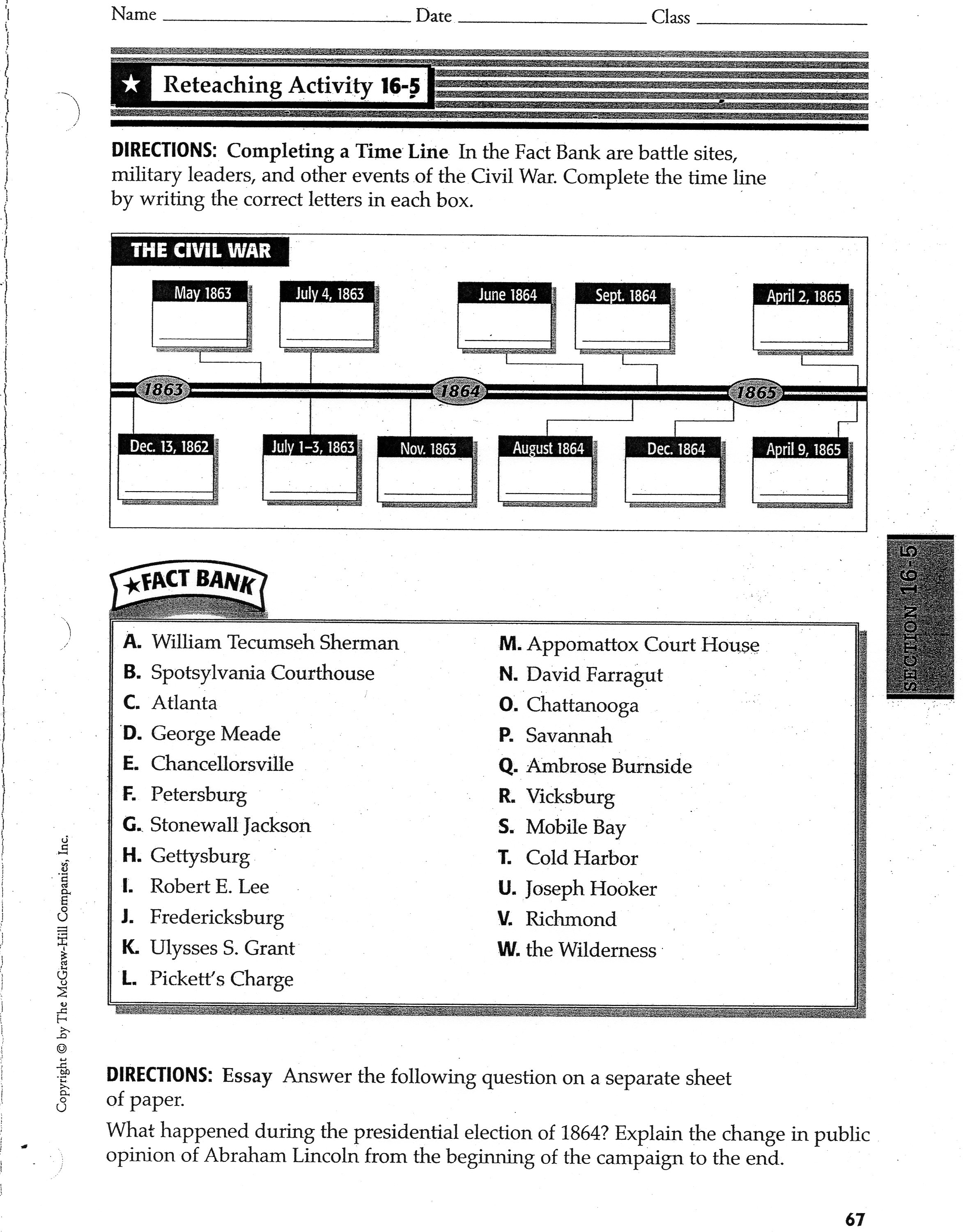 13 Civil War Worksheets 8th Grade Worksheeto