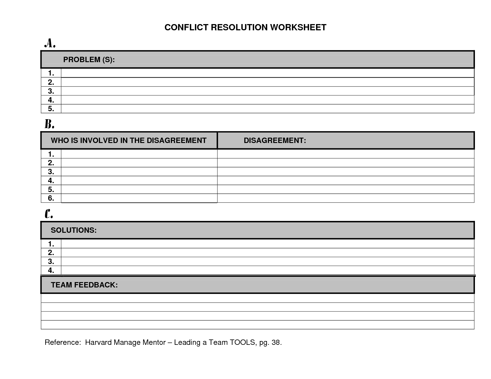 11 Free Printable Conflict Resolution Worksheets /
