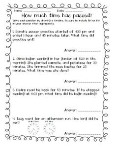 Elapsed Time Word Problems Image