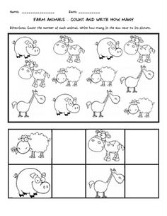 Farm Animals Counting Worksheet Image