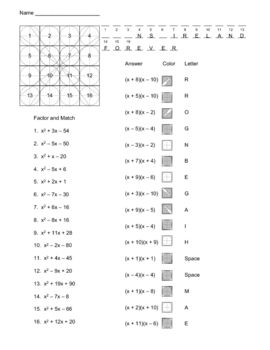 Fun Factoring Quadratics Worksheet Image