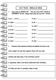 Worksheets Irregular Verbs in Sentences