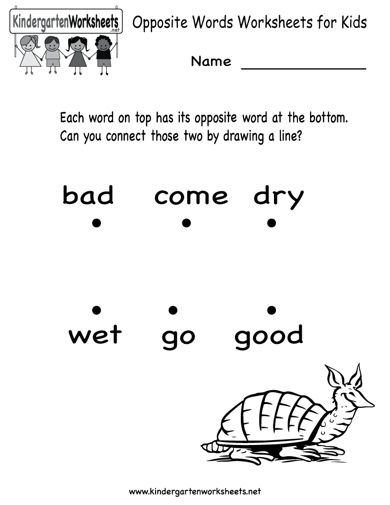 Kindergarten Opposite Words Worksheets Image