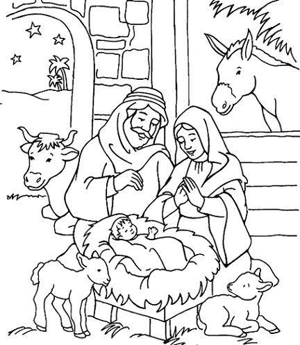 Nativity Scene Coloring Page Image