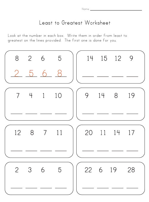 Write The Numbers In Order From Least To Greatest Worksheets