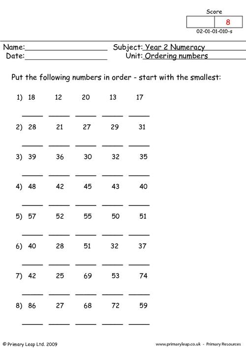 Putting Numbers In Order Worksheet Kindergarten