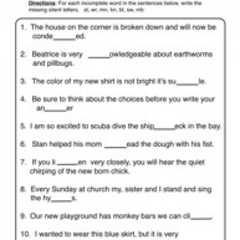 Silent Letters Worksheets for 2nd Grade Image