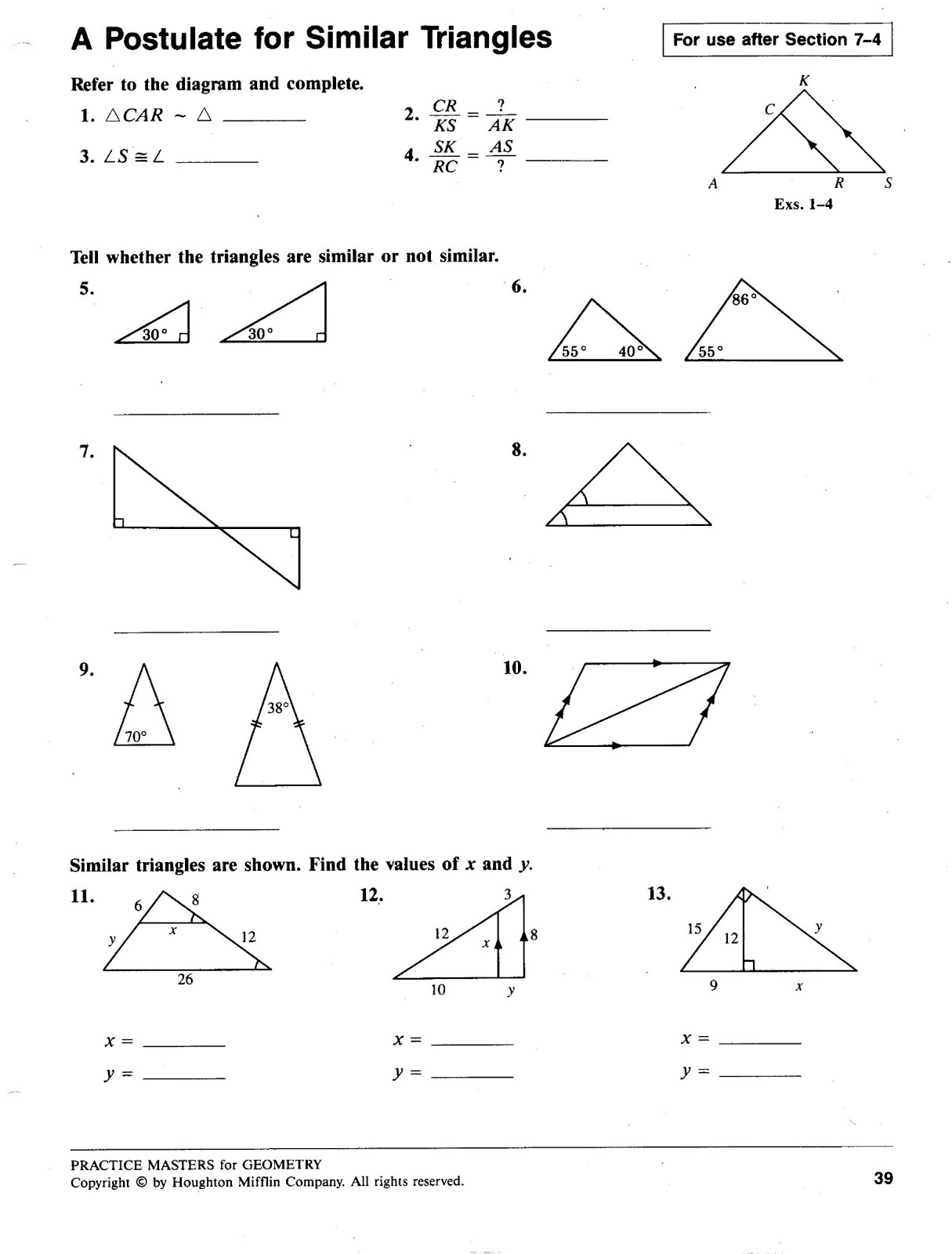 Similar Figures Worksheet Geometry Pdf Answer Key