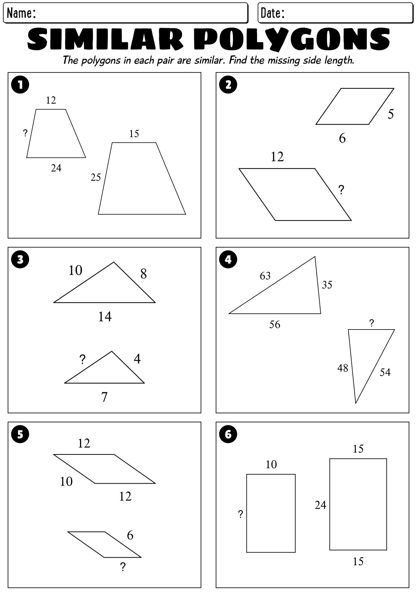 14 Similar Figures Worksheet Worksheeto