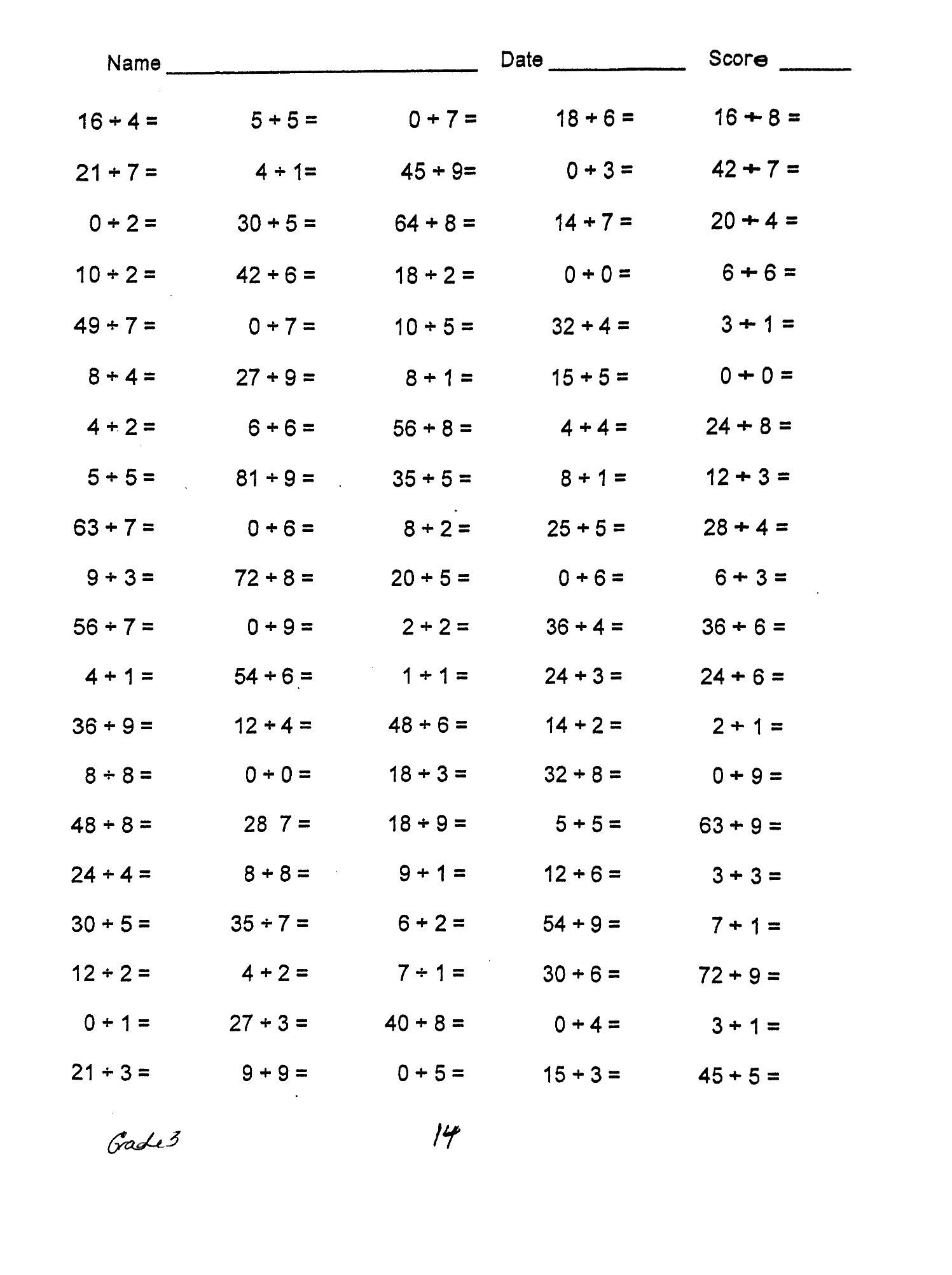 3rd Grade Math Worksheets Multiplication Division