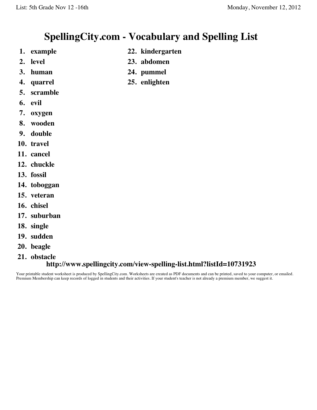 8th Grade Spelling Words Worksheets Image