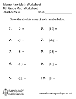 Absolute Value Math Worksheets 6th Grade Image