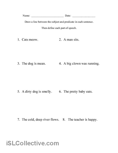 Beginning Sentence Diagramming Worksheets