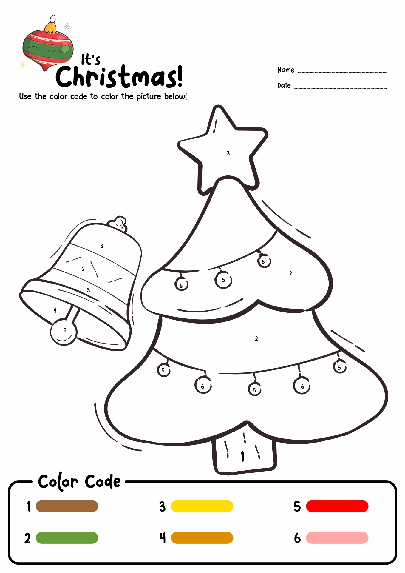 Christmas Color by Number Coloring Pages Image