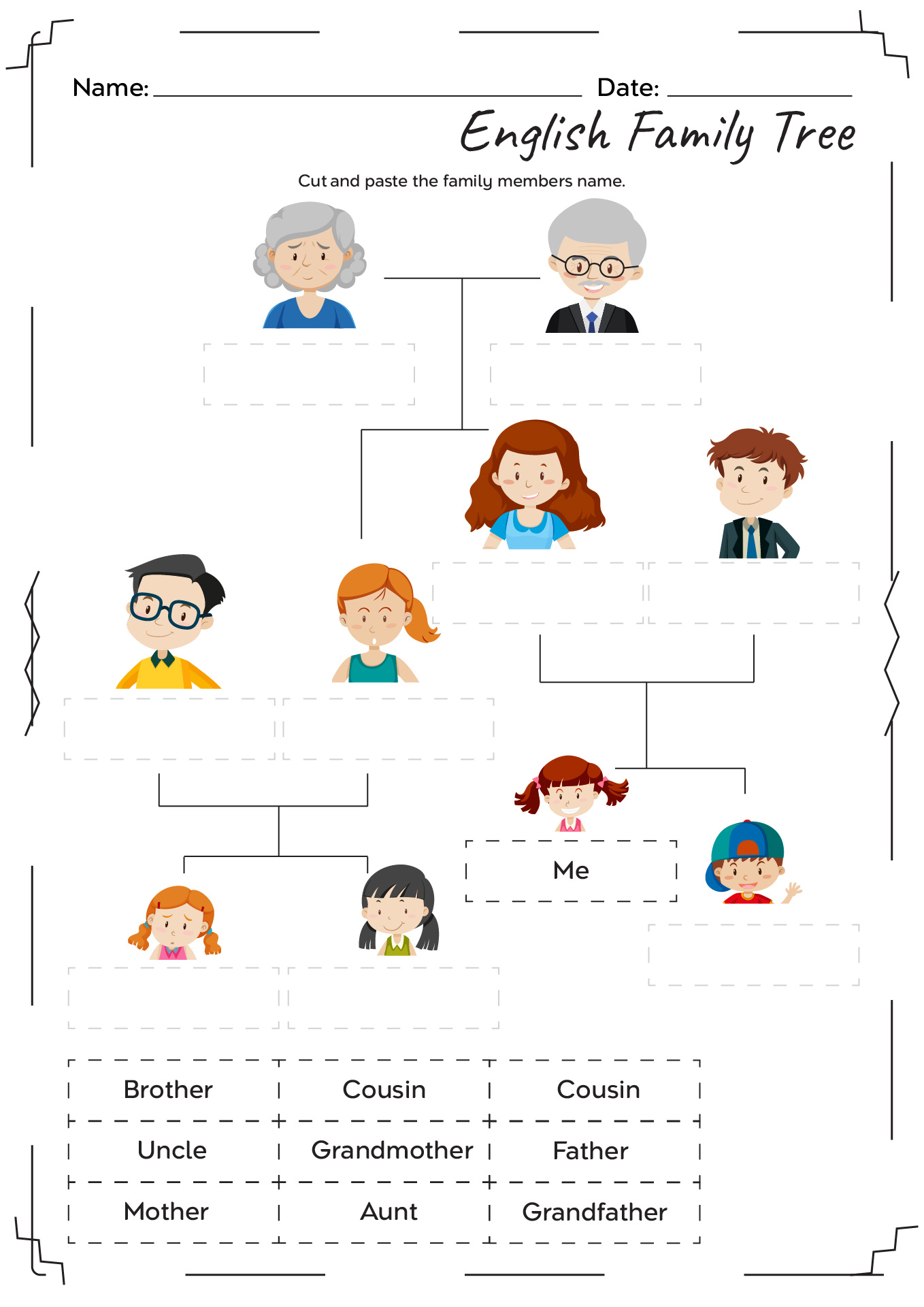 English Family Tree Worksheet