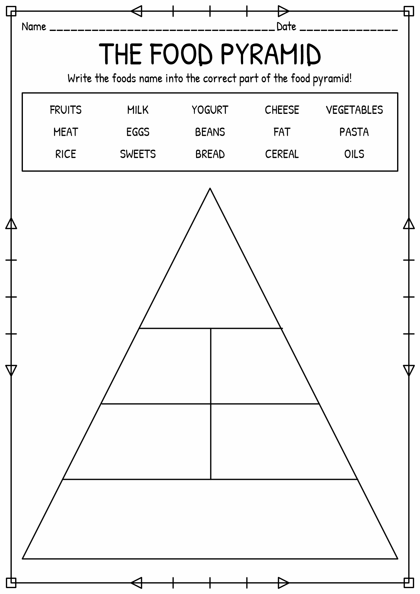Free Printable Food Pyramid Worksheets