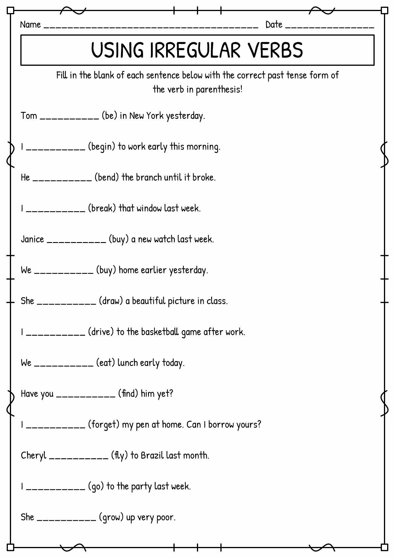 16 Irregular Past Tense Worksheet - Free PDF at worksheeto.com