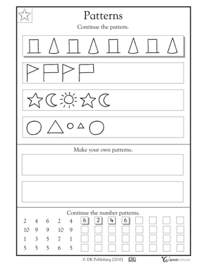 Kindergarten Math Patterns Worksheets Image