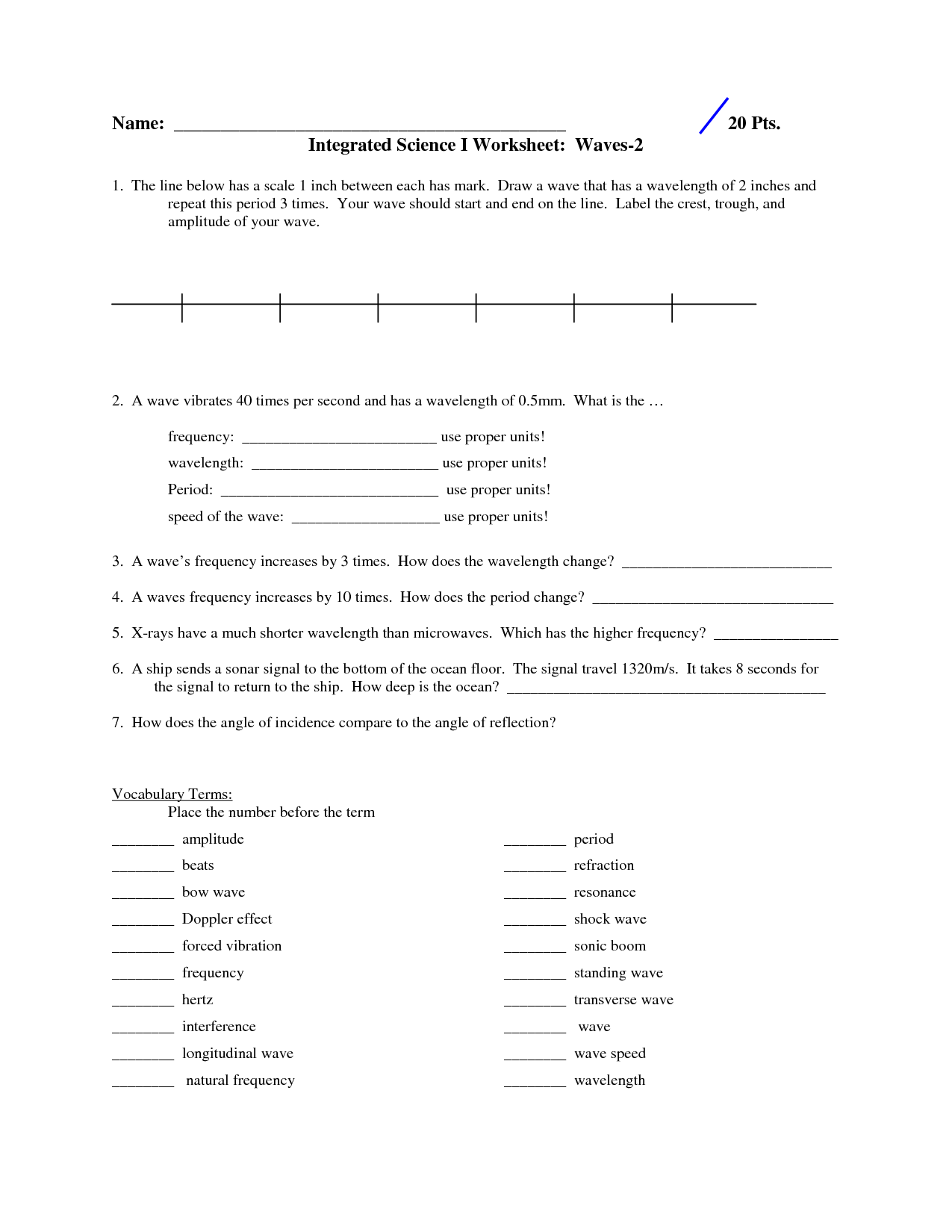 Light and Waves Worksheet Answers Image