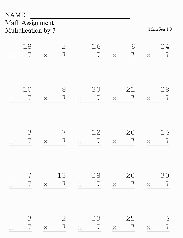 Math Multiplication Worksheets 3rd Grade