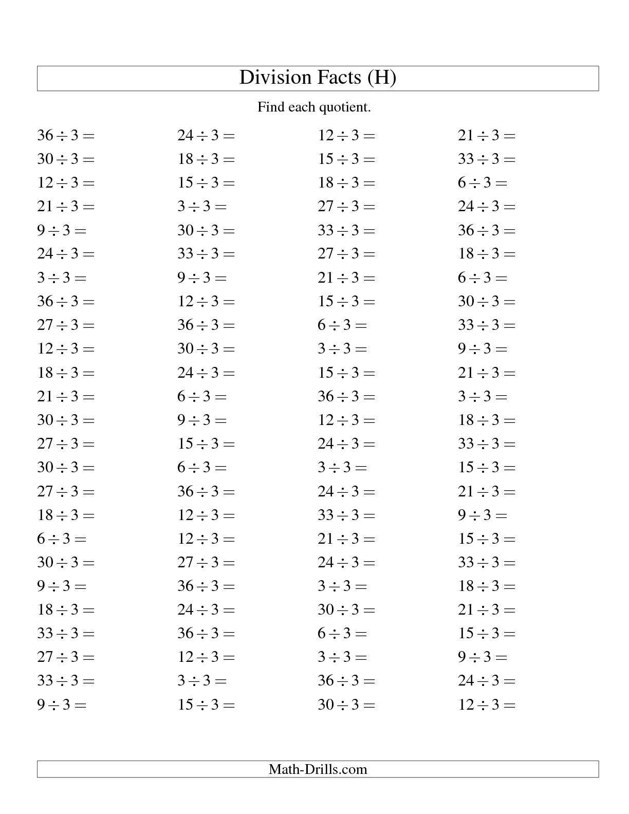 Multiplication Division Worksheets 3rd Grade