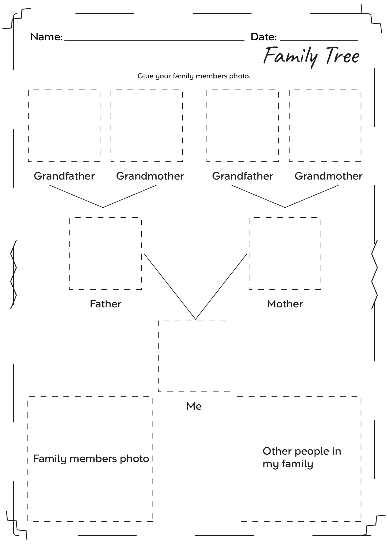 Printable Family Tree Worksheet ESL