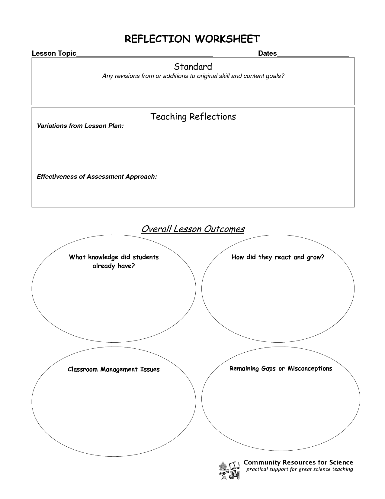 Reflection Worksheets Image