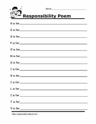 Responsibility Social Skills Worksheets Image