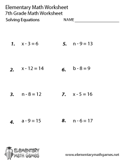 Solving Equations Worksheets 7th Grade Math Image