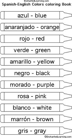 Spanish Colors Worksheets