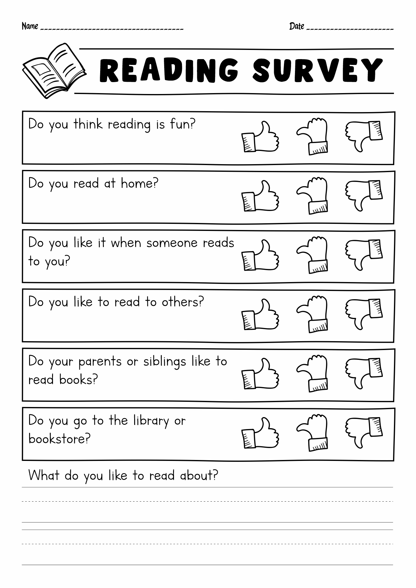 Student Reading Interest Survey Image