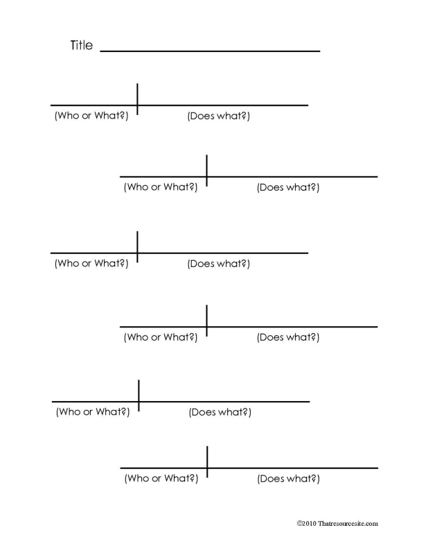 Subject Verb Sentence Diagramming Worksheets
