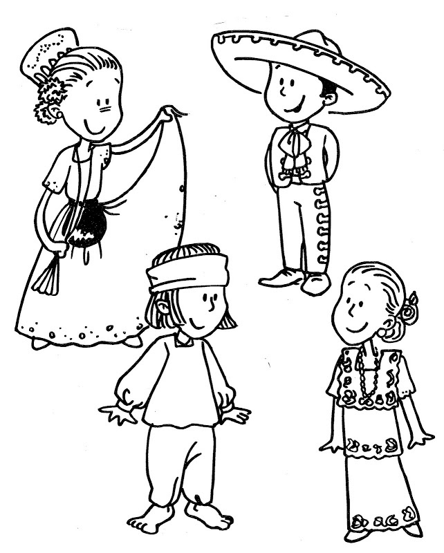 Traditional Mexican Dress Coloring Pages Image